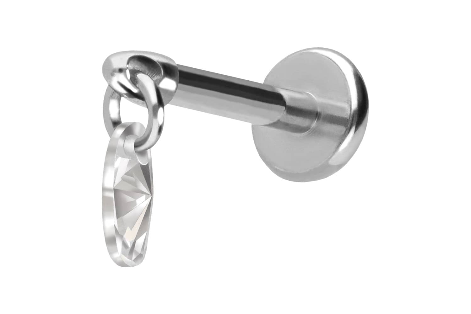 Titan Labret Piercing mit Push Fit KRISTALLOVAL